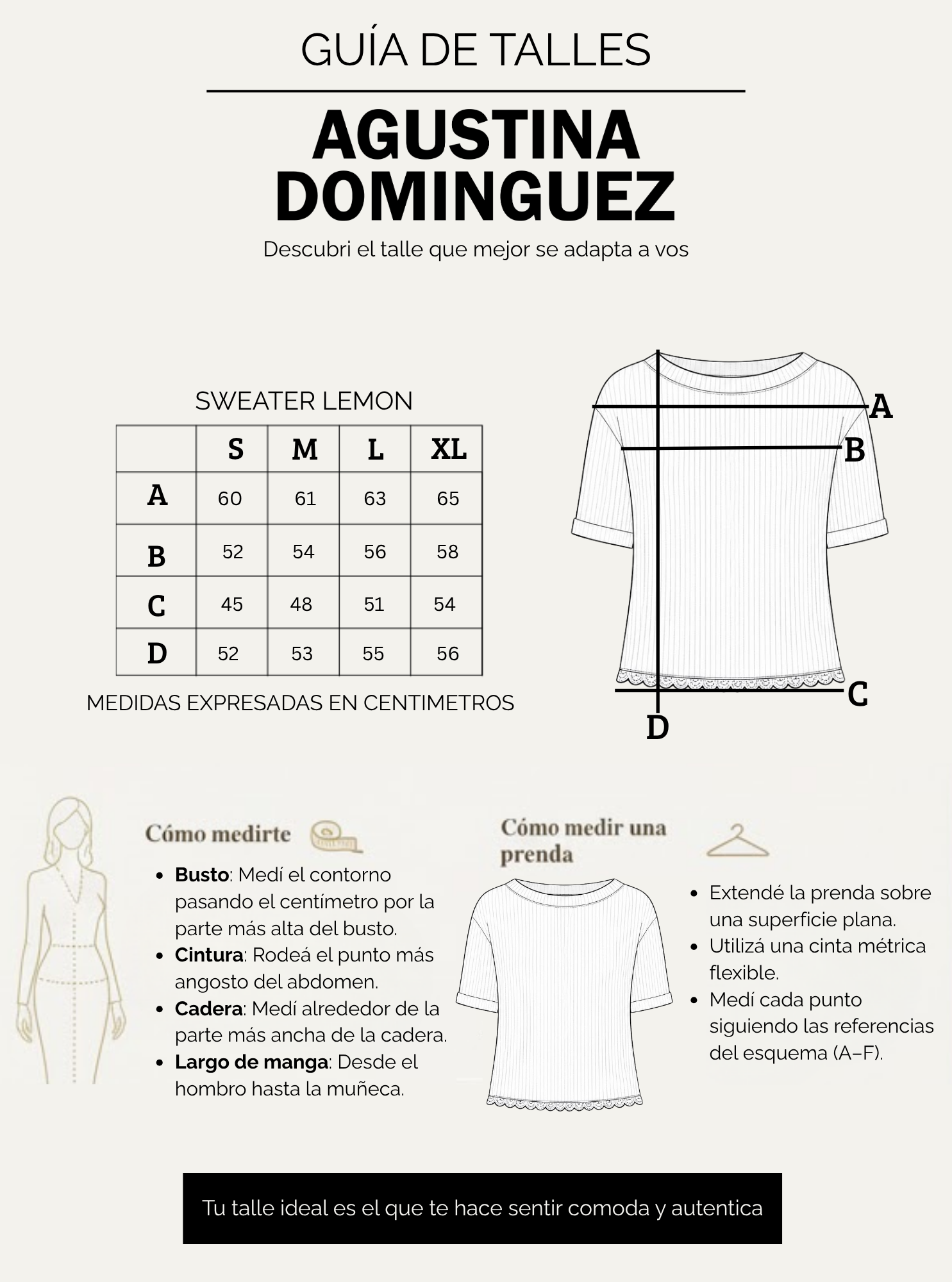 Tabla de talles de Sweater lemon azul