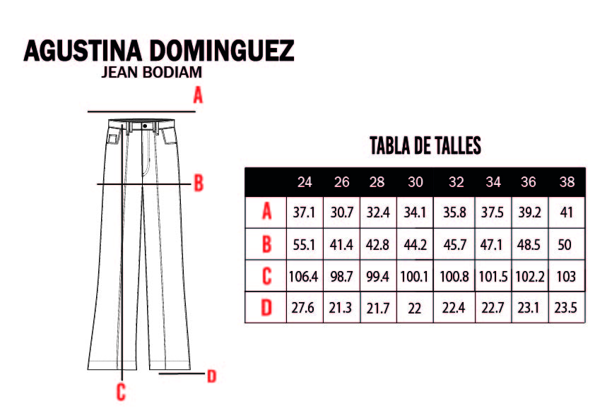 Tabla de talles de Jean Bodiam