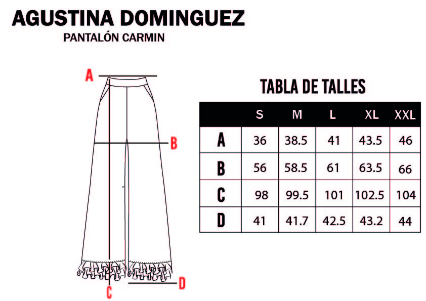 Tabla de talles de Pantalon Carmine Negro