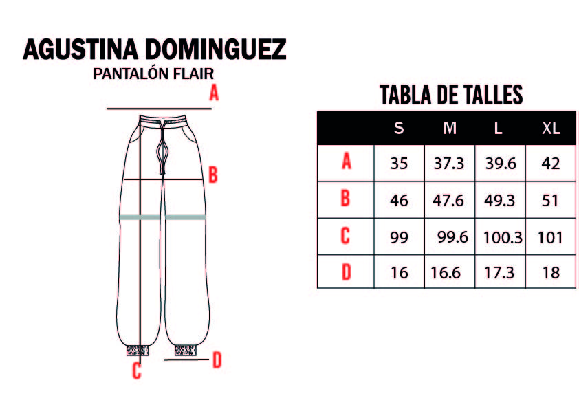 Tabla de talles de Pantalón Flair Off White