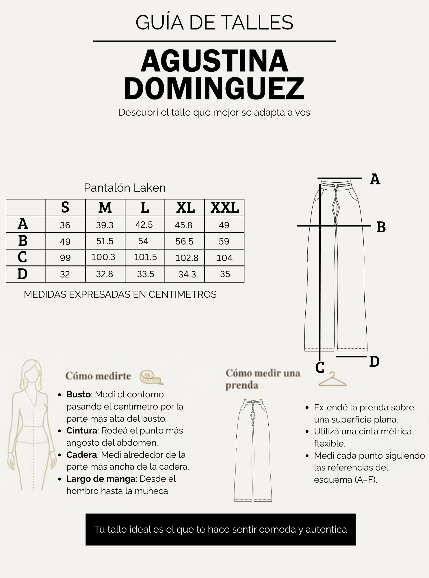 Tabla de talles de Pantalon Laken