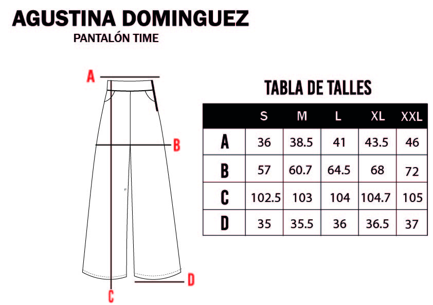 Tabla de talles de Pantalón Time