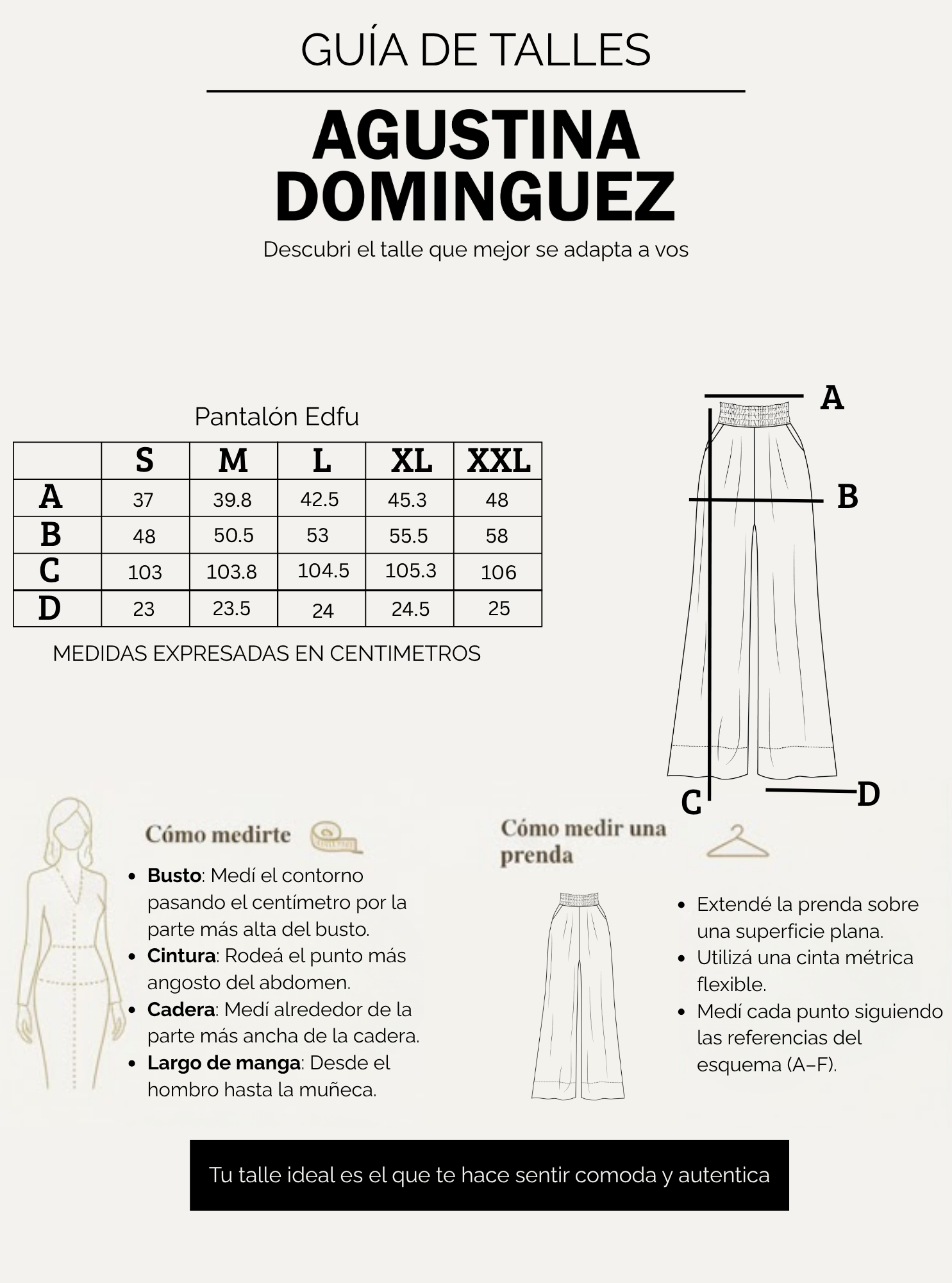 Tabla de talles de Pantalon Edfu Negro