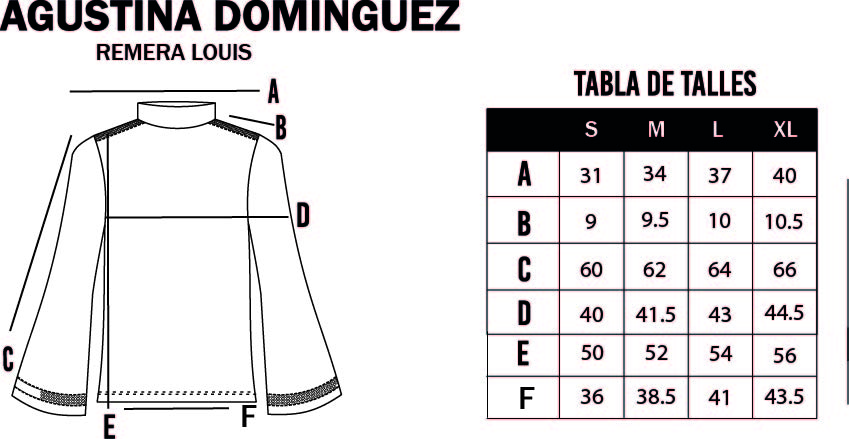 Tabla de talles de Remera Louis Negro