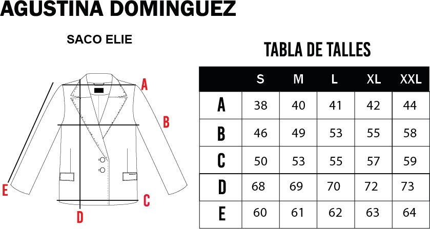 Tabla de talles de Saco Elie Violeta
