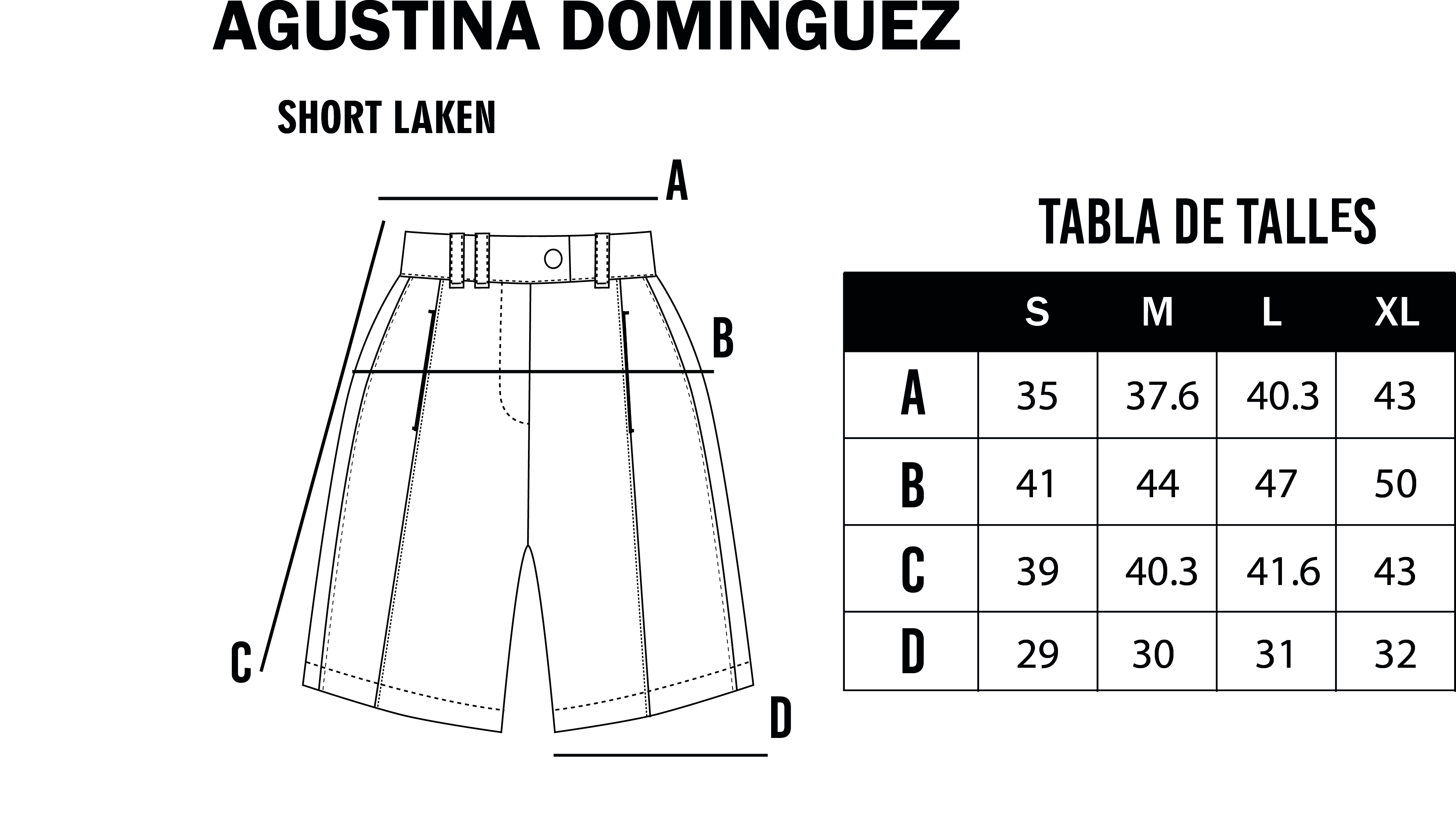 Tabla de talles de Short Laken Negro