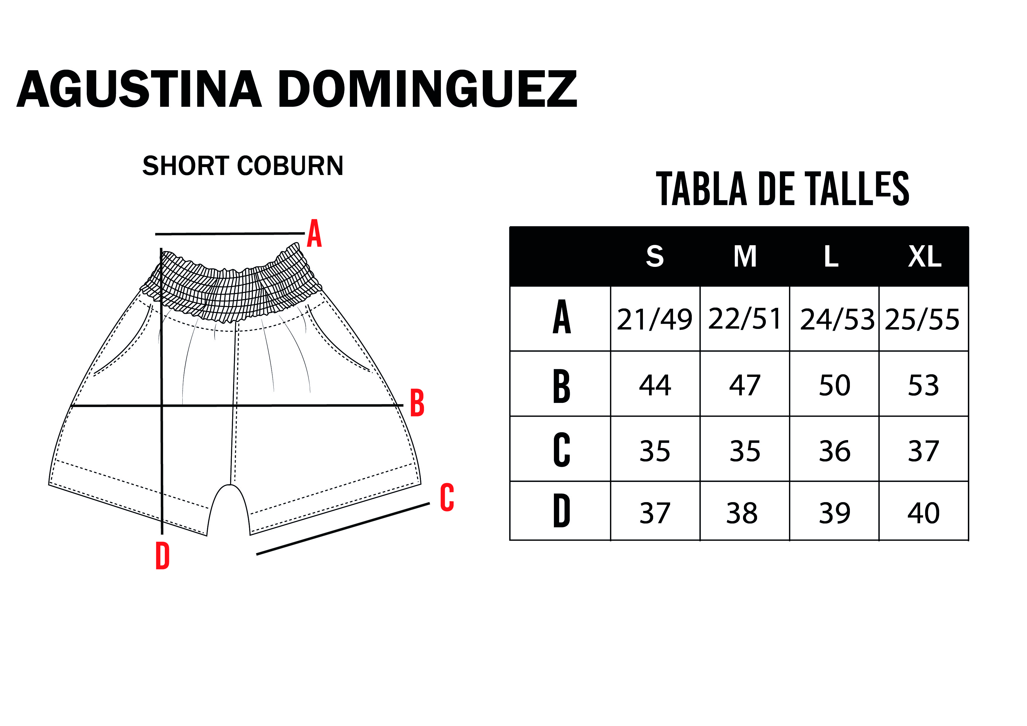Tabla de talles de Short Coburn Amarillo