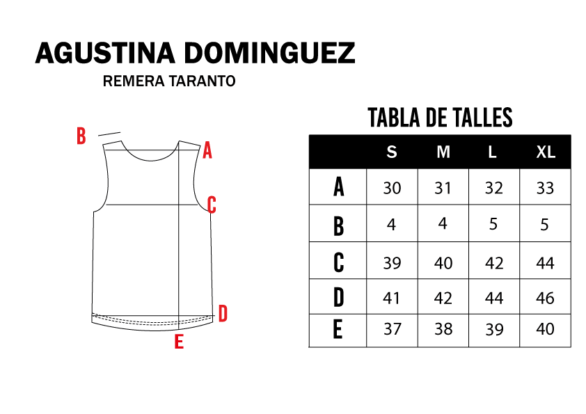 Tabla de talles de Remera Taranto
