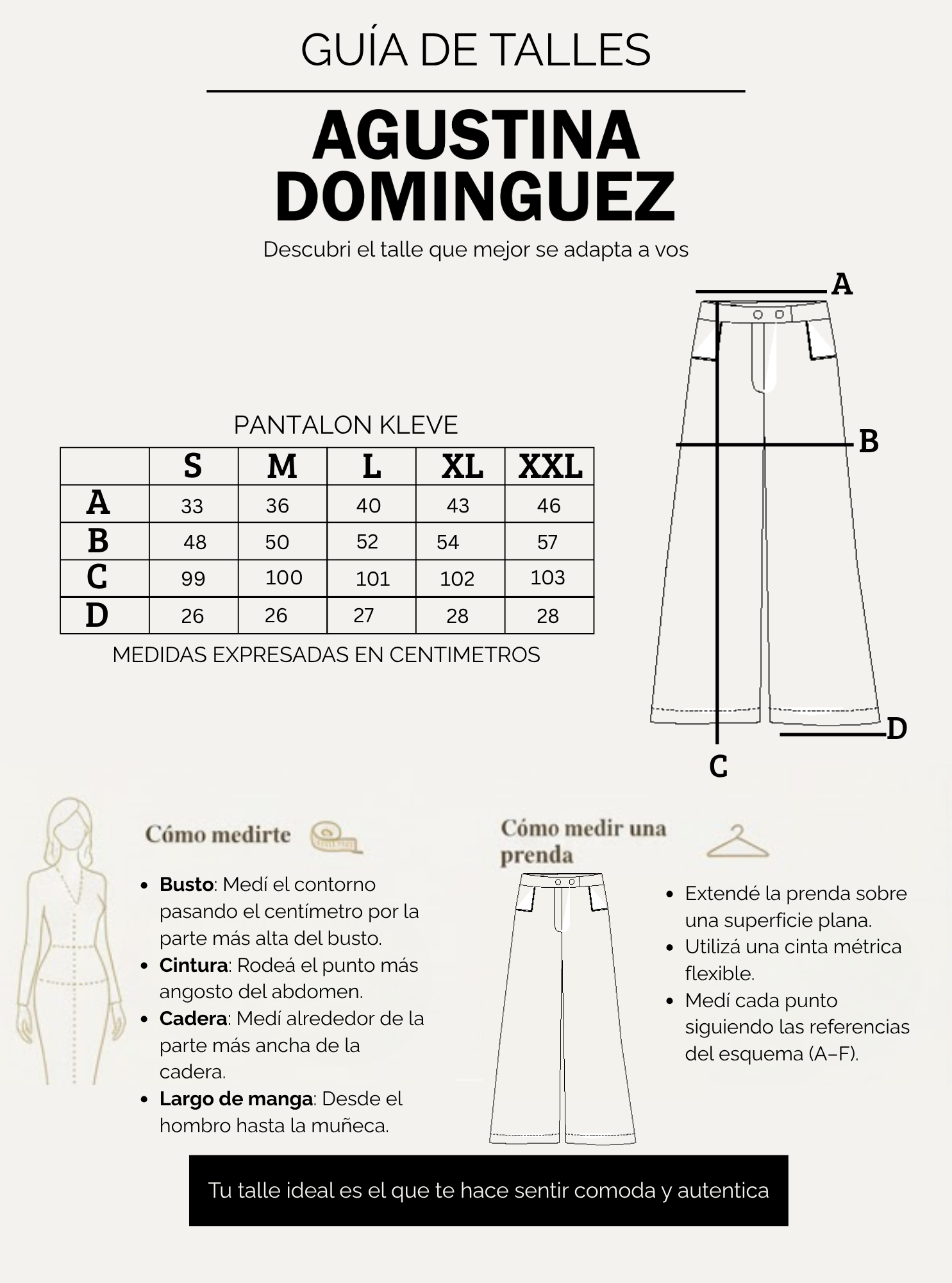 Tabla de talles de Pantalon kleve
