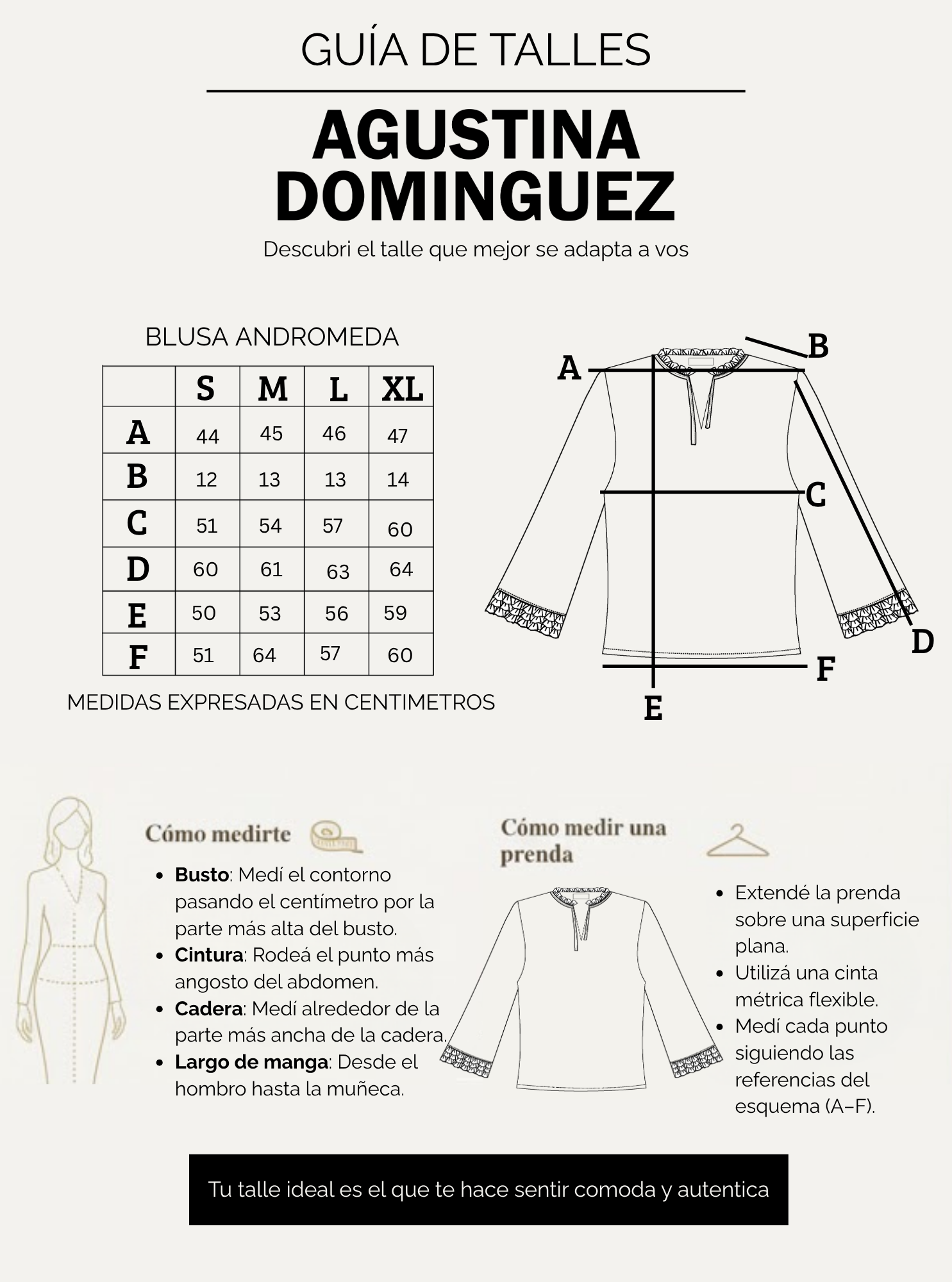 Tabla de talles de Blusa andromeda Negro