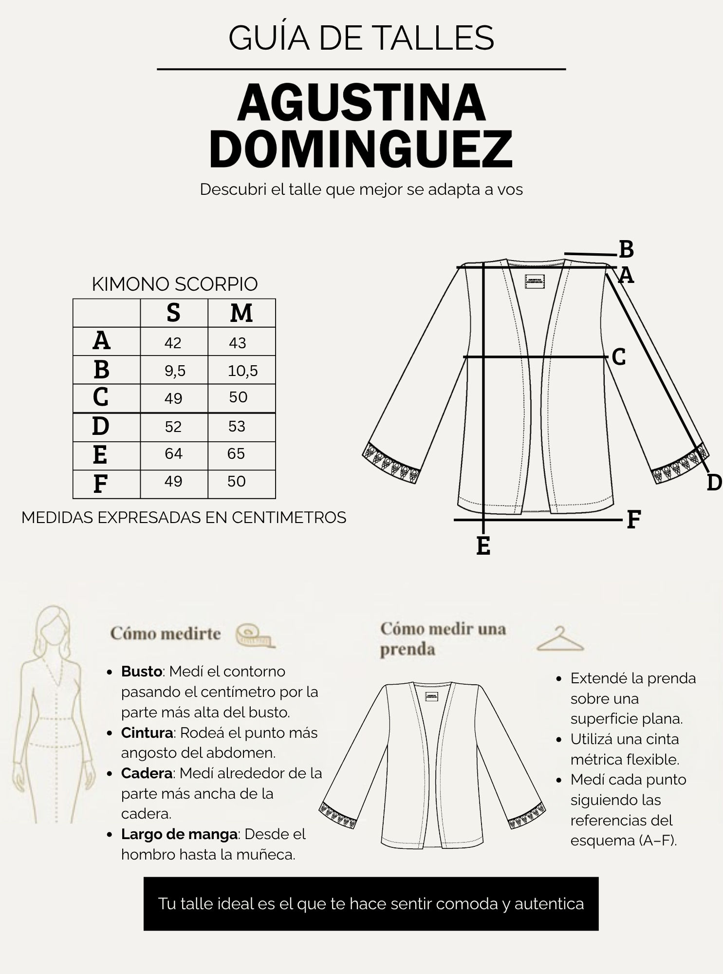 Tabla de talles de Kimono scorpio