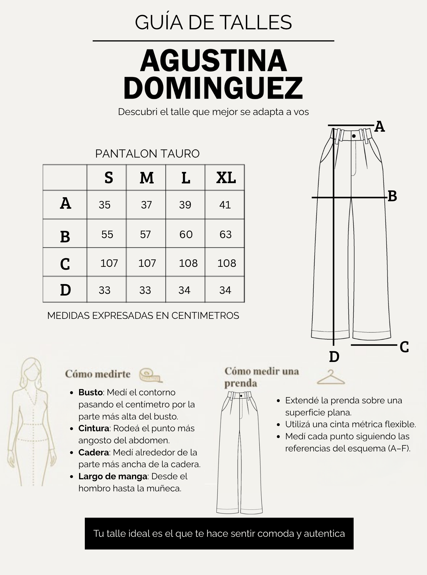Tabla de talles de Pantalon Tauro Negro