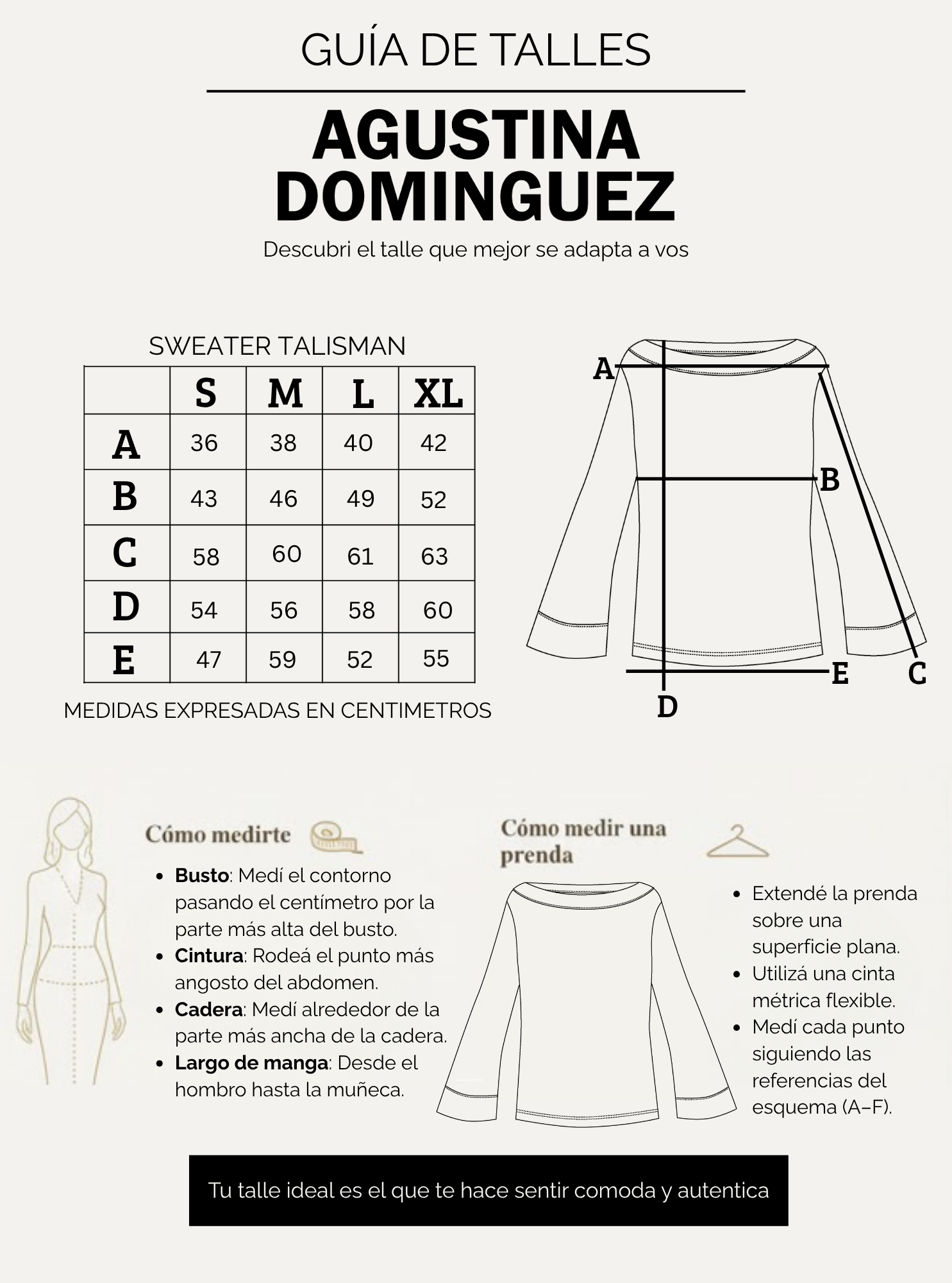 Tabla de talles de Sweater Talisman Gris