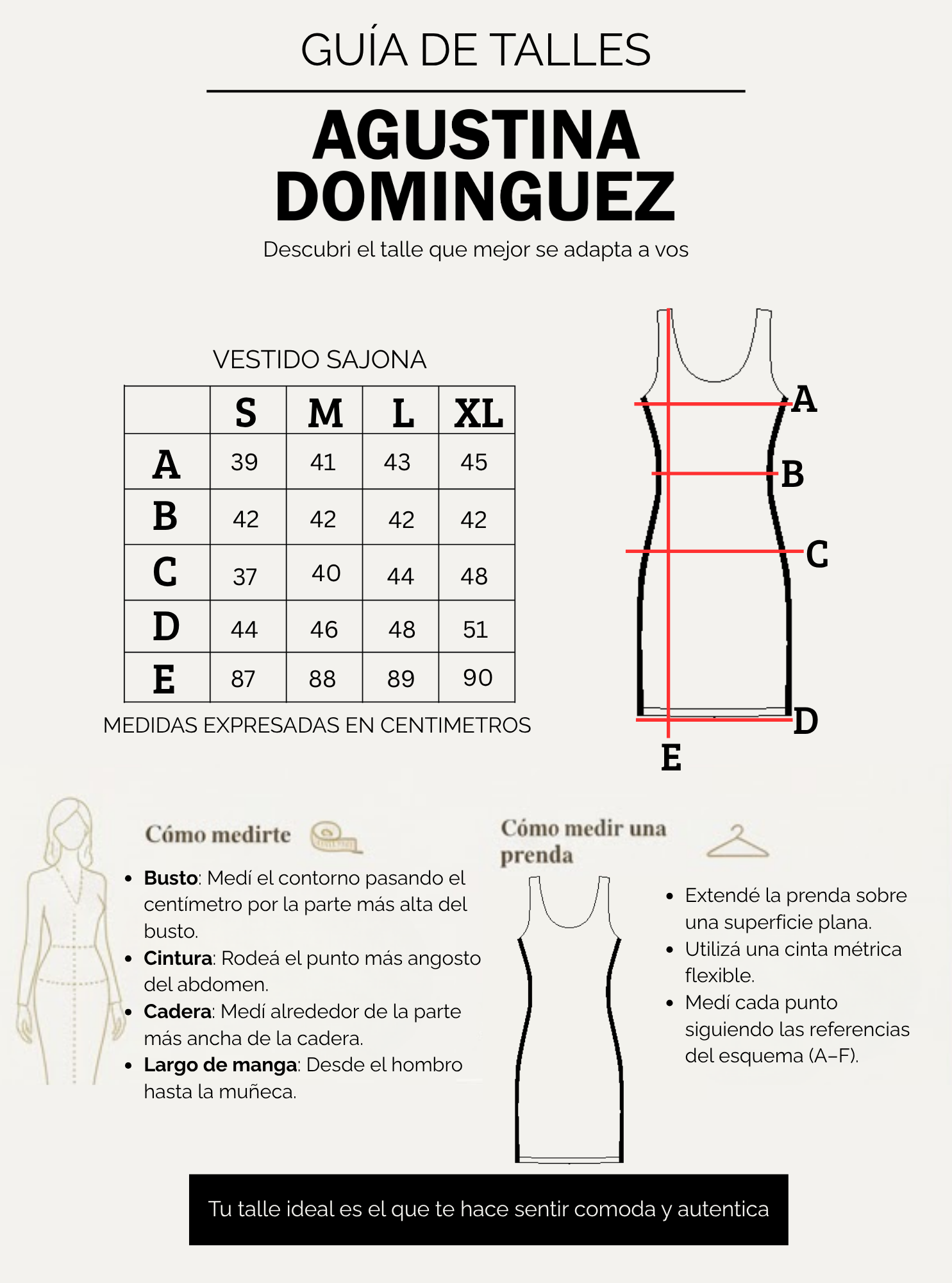 Tabla de talles de Vestido Sajonia