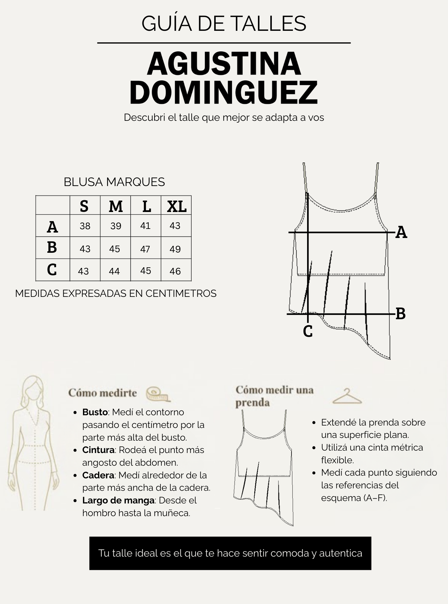 Tabla de talles de Blusa Marquez