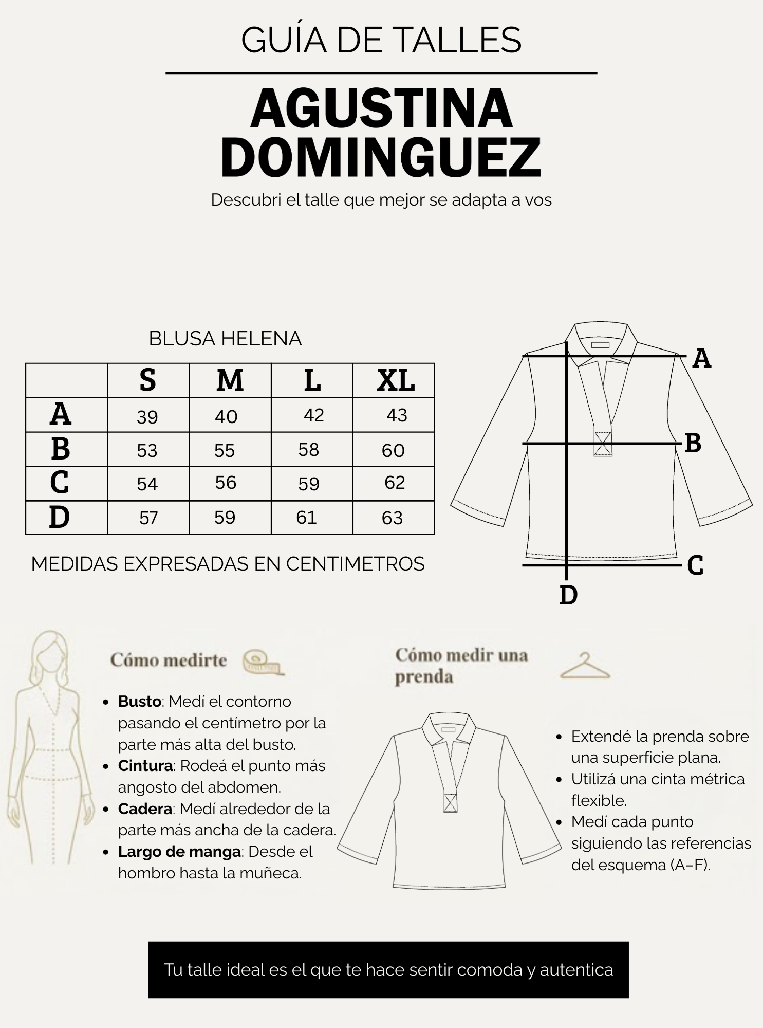 Tabla de talles de Blusa Helena Negro