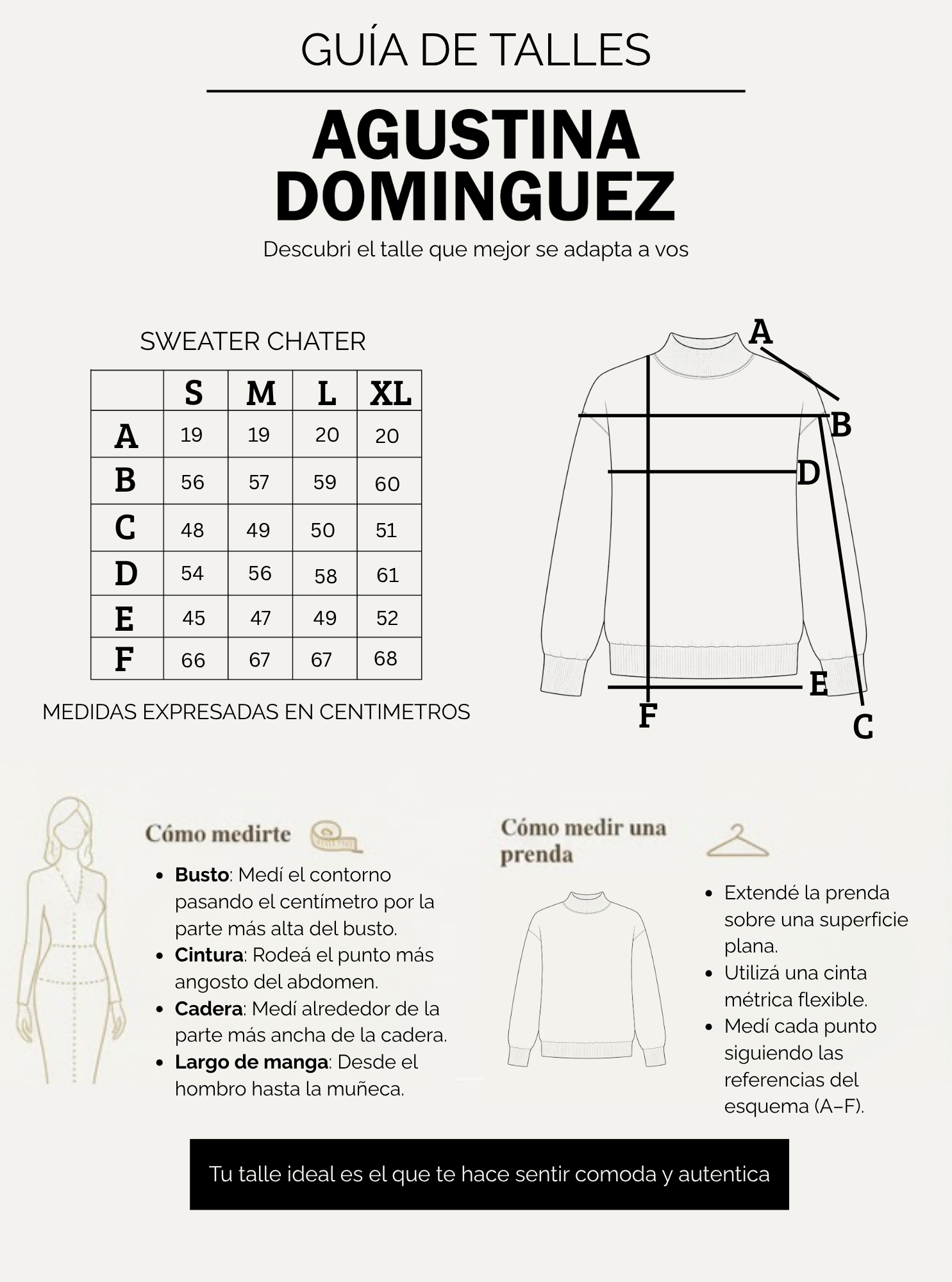 Tabla de talles de Sweater Chater Negro