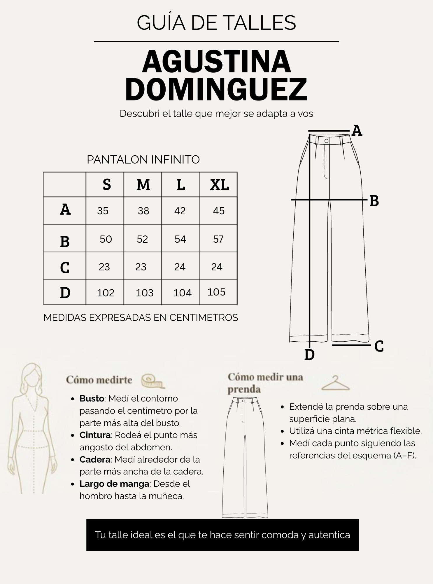 Tabla de talles de Pantalon Infinito Chocolate
