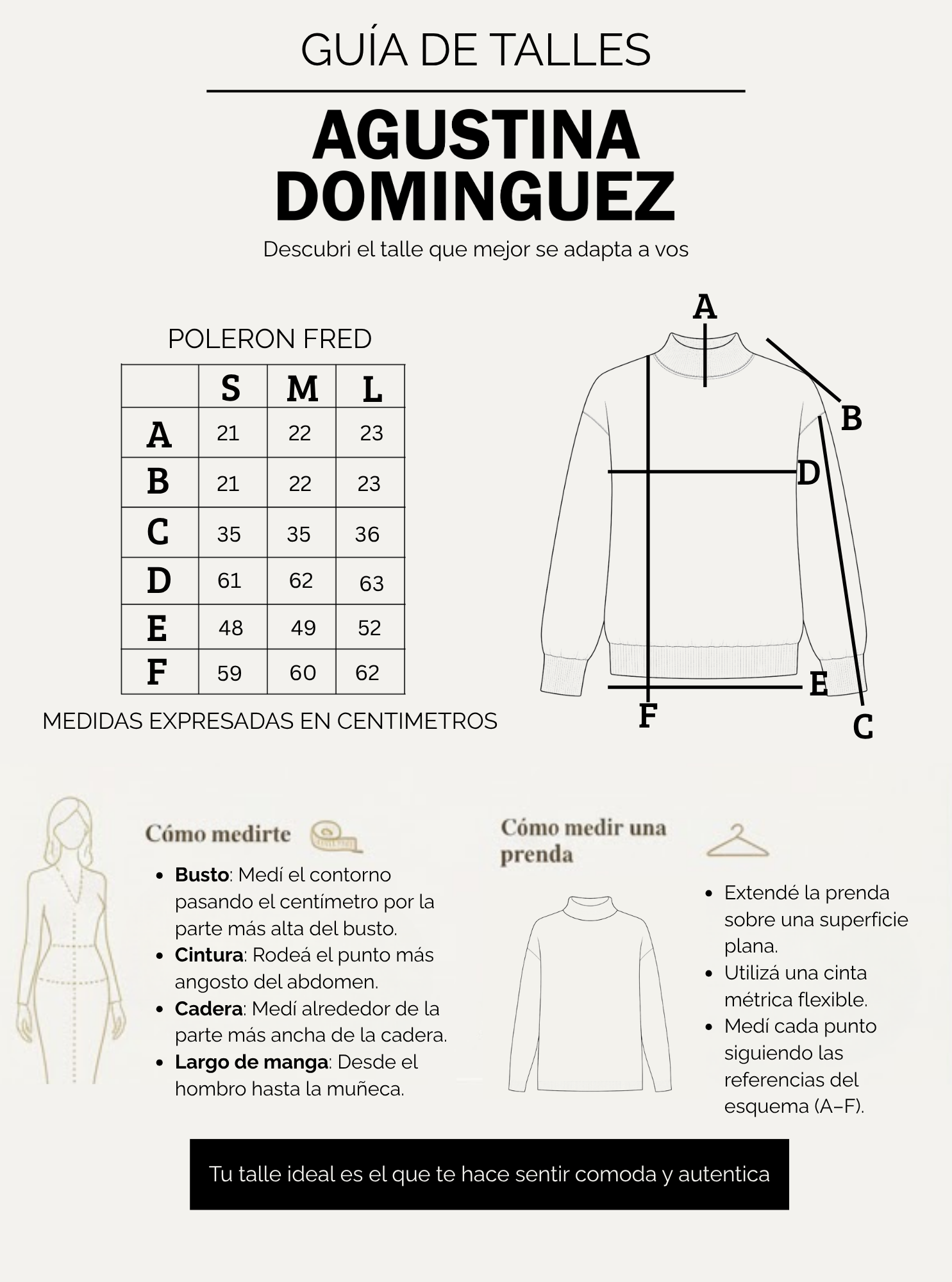 Tabla de talles de Poleron Fred Gris
