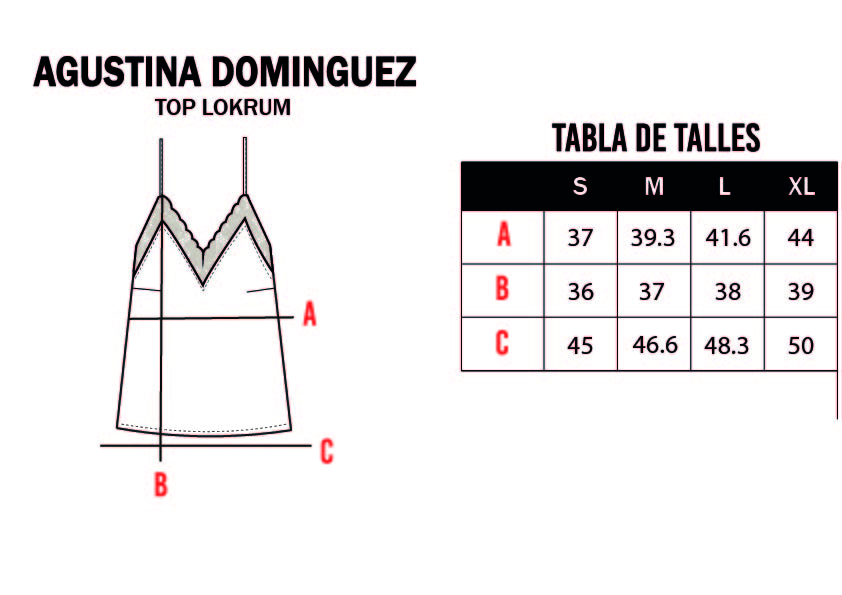 Tabla de talles de Top Lokrum Multicolor