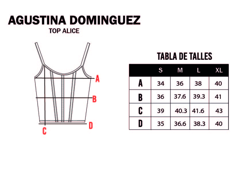 Tabla de talles de Top Alice Negro