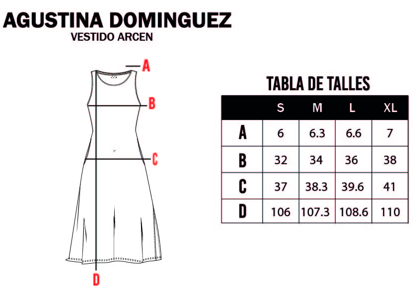 Tabla de talles de Vestido Arcen Negro