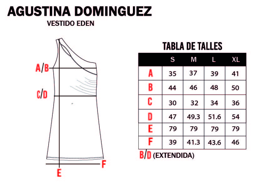 Tabla de talles de Vestido Eden Negro
