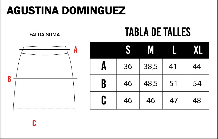 Tabla de talles de Falda Soma Azul
