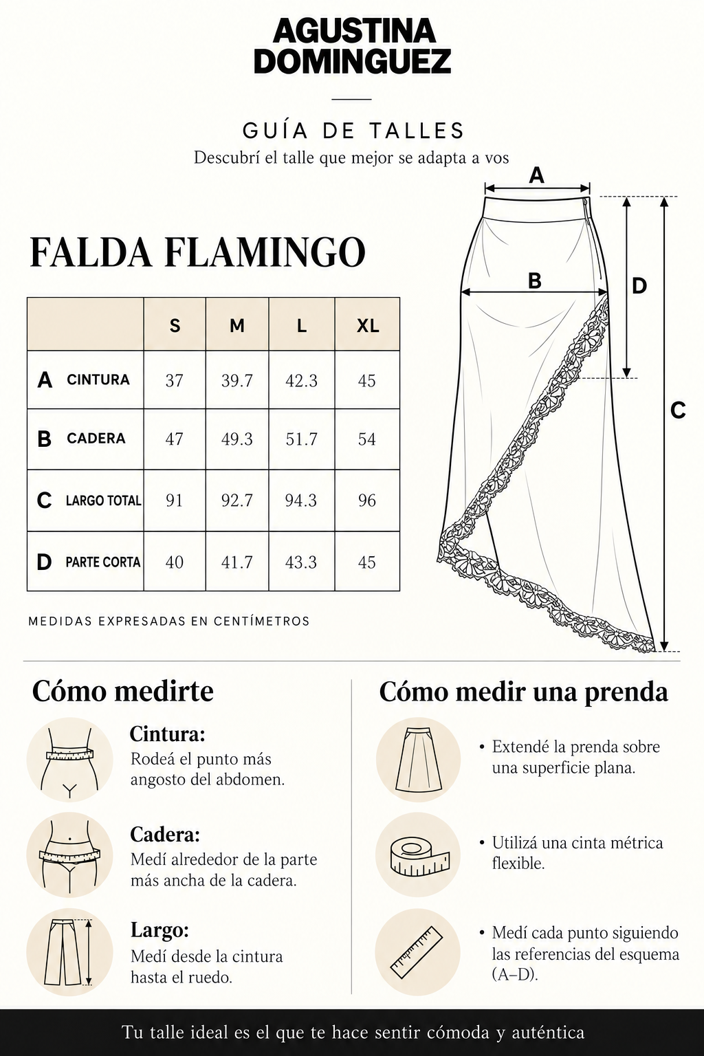 Tabla de talles de Falda Flamingo
