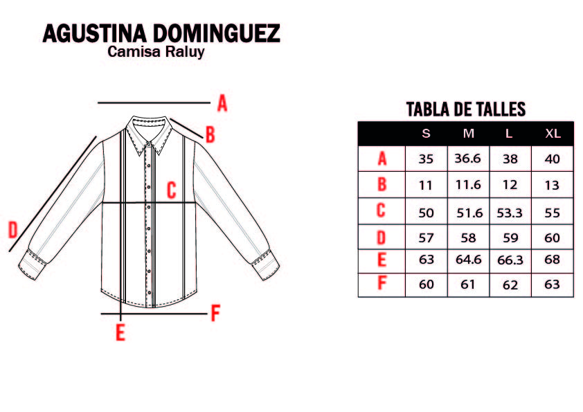 Tabla de talles de Camisa Raluy Negro