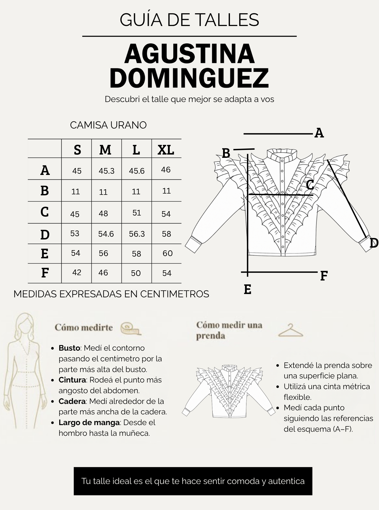 Tabla de talles de Camisa Urano Off White