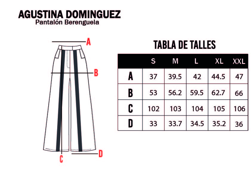 Tabla de talles de Pantalon Berenguela Beige