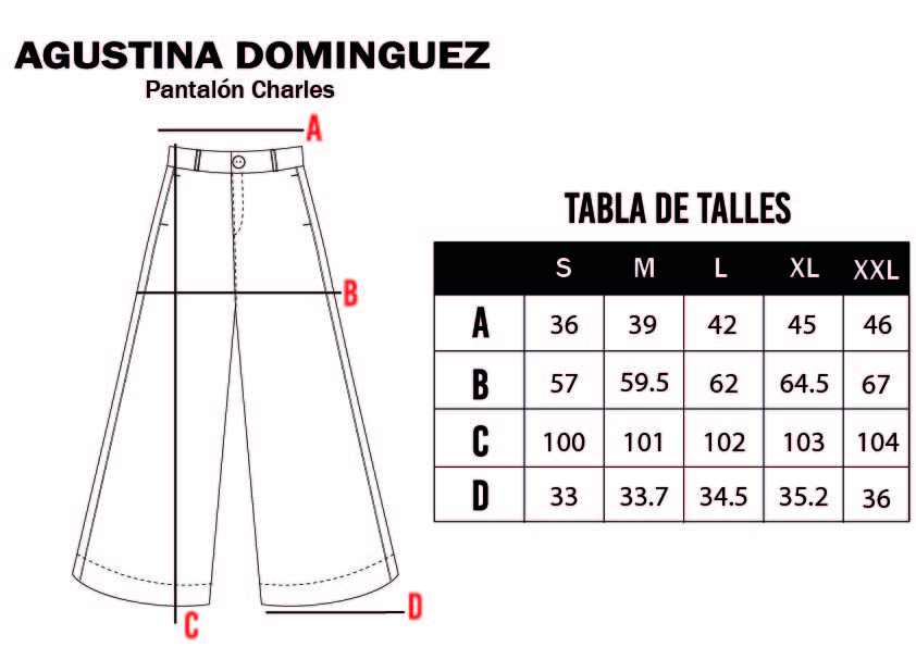 Tabla de talles de Pantalón Charles Camel V2