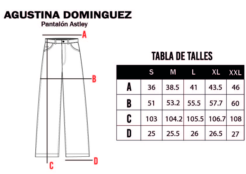 Tabla de talles de Pantalón Astley Azul