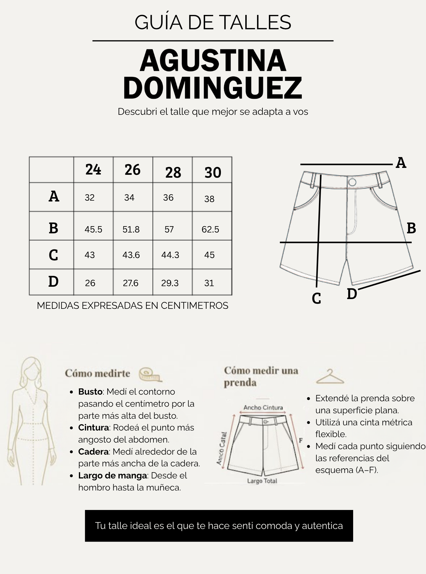 Tabla de talles de Short Charlote