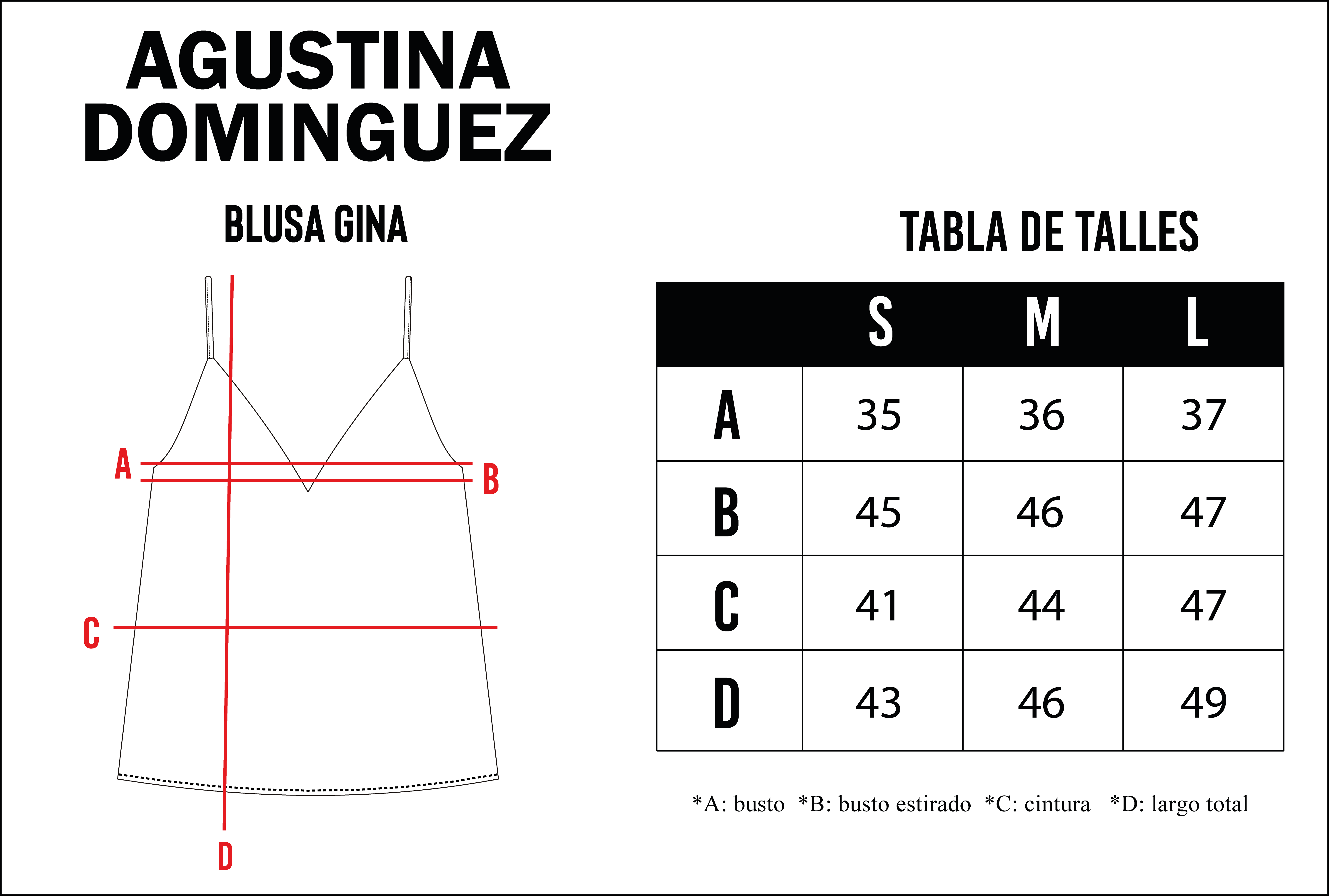 Tabla de talles de Musculosa Gina Gris