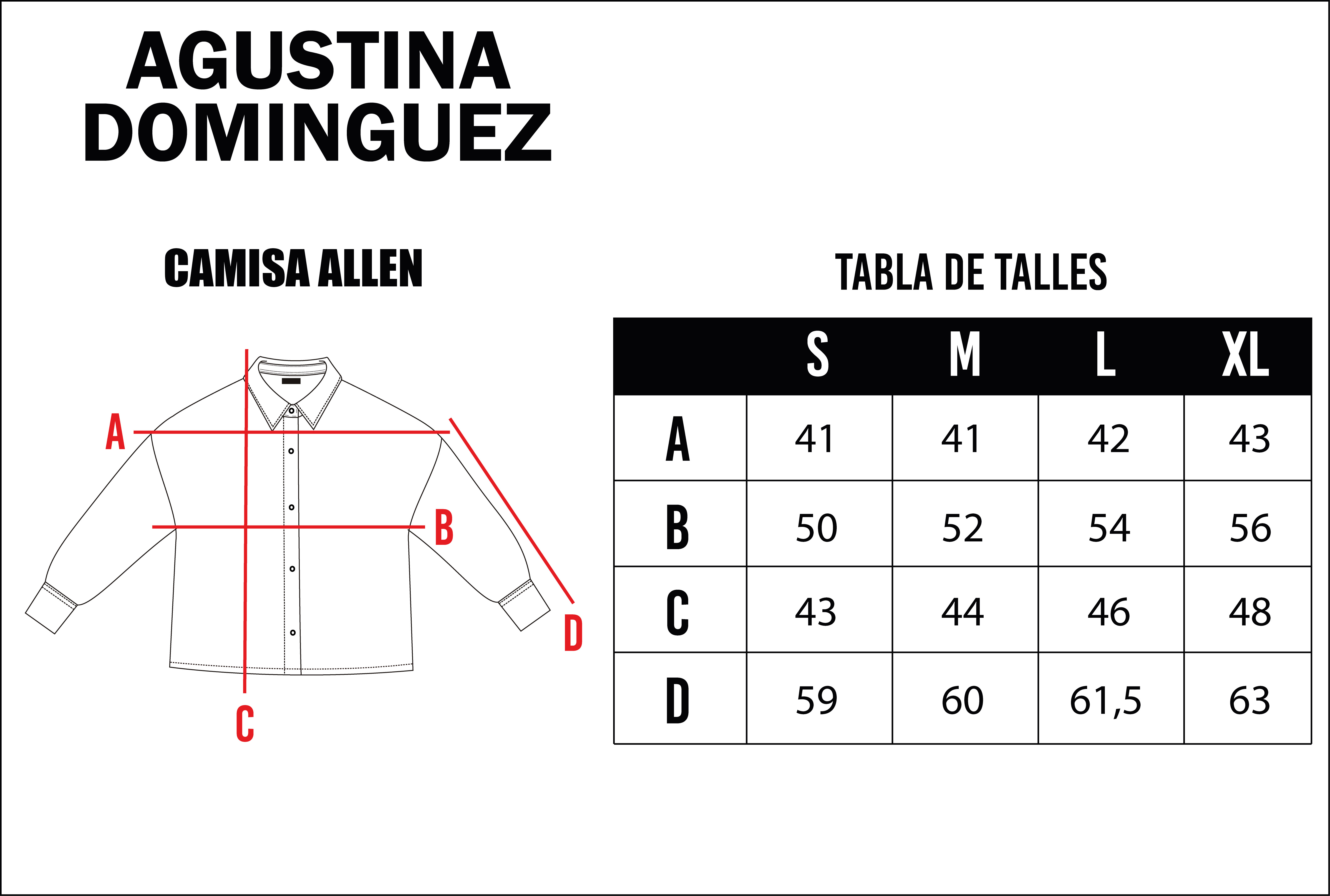 Tabla de talles de Camisa Allen Negra