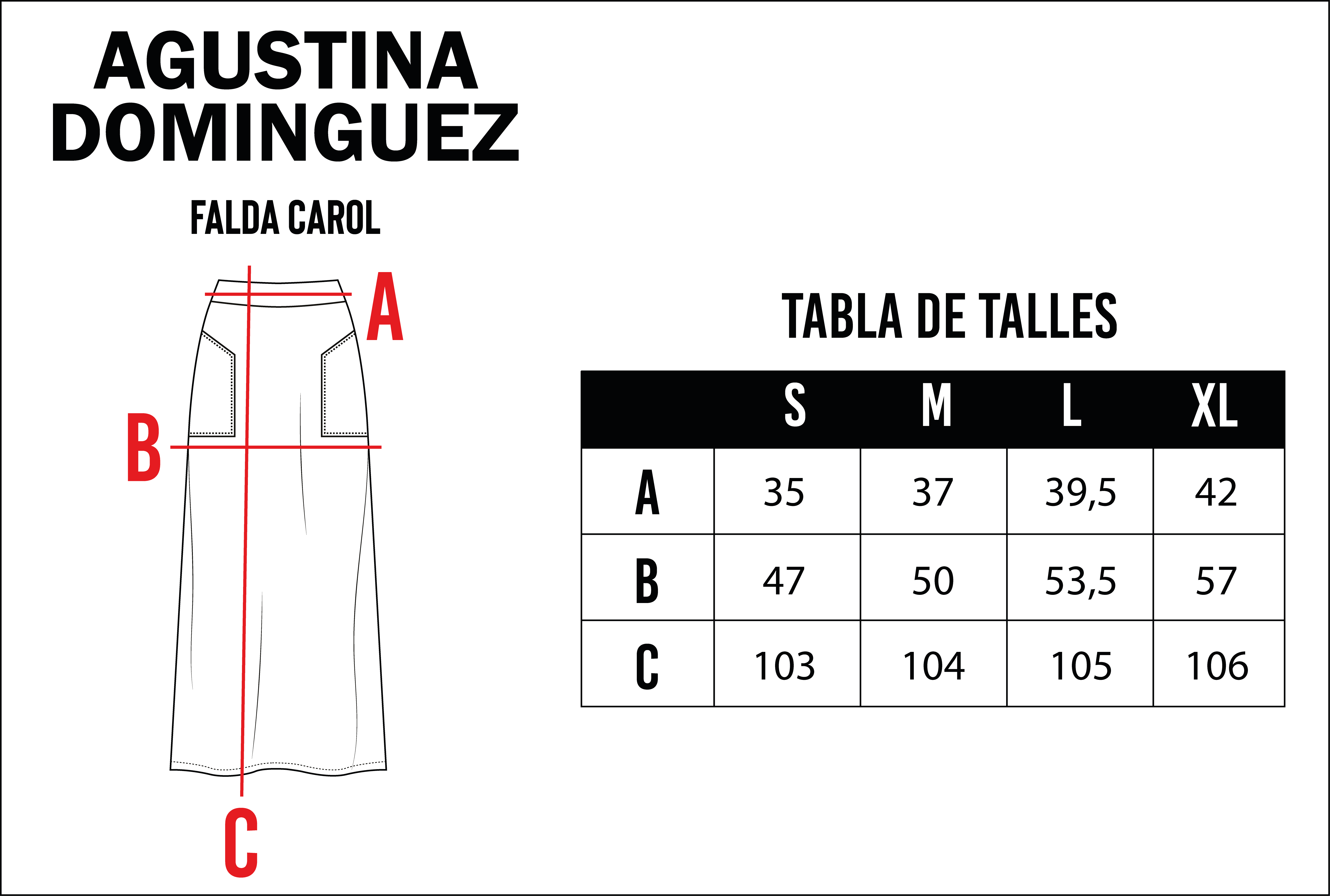 Tabla de talles de Falda Carol Verde
