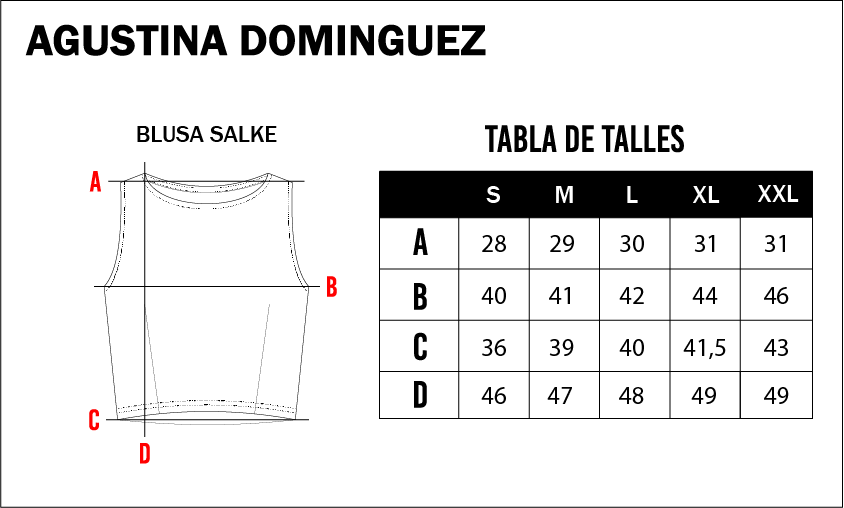 Tabla de talles de Musculosa Salke Negra