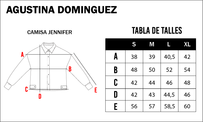 Tabla de talles de Camisa Jennifer Violeta