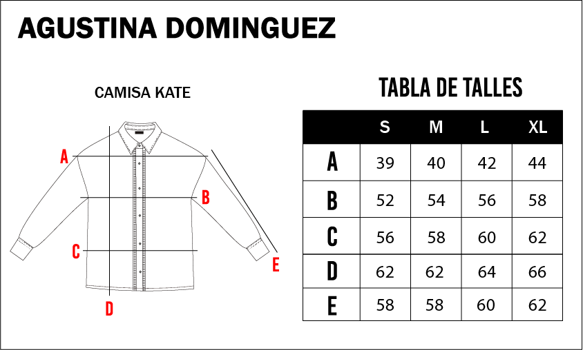 Tabla de talles de Camisa Kate Negra