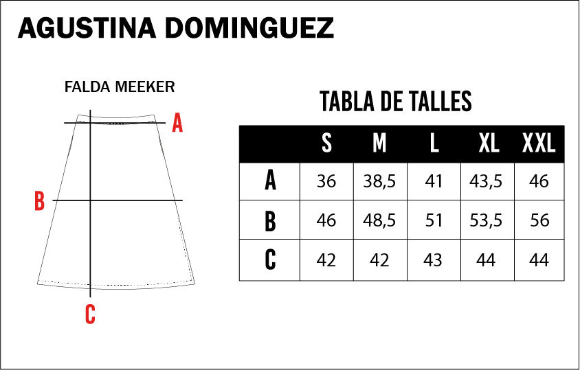 Tabla de talles de Falda Meeker V2