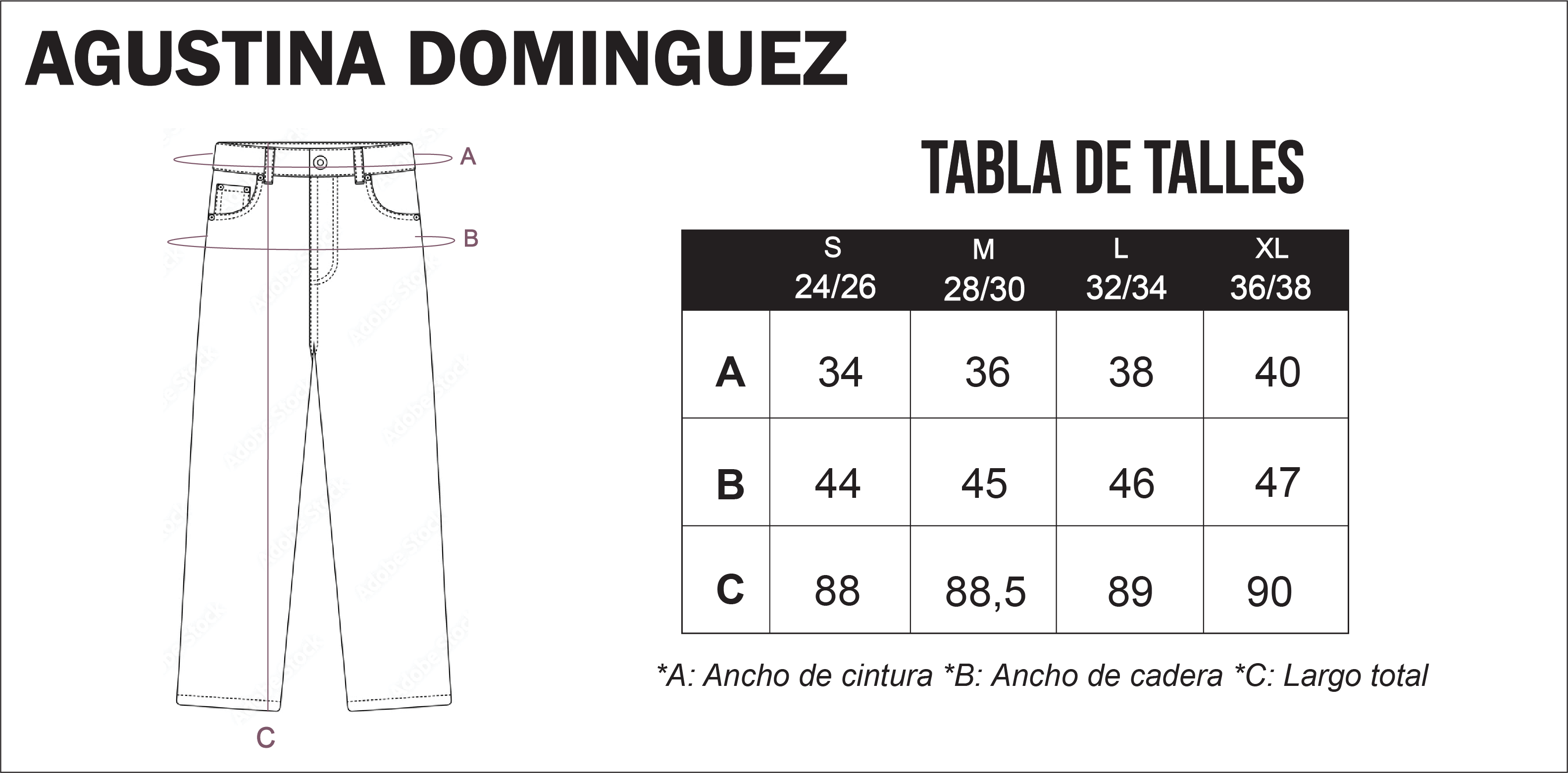 Tabla de talles de Jean Sculp