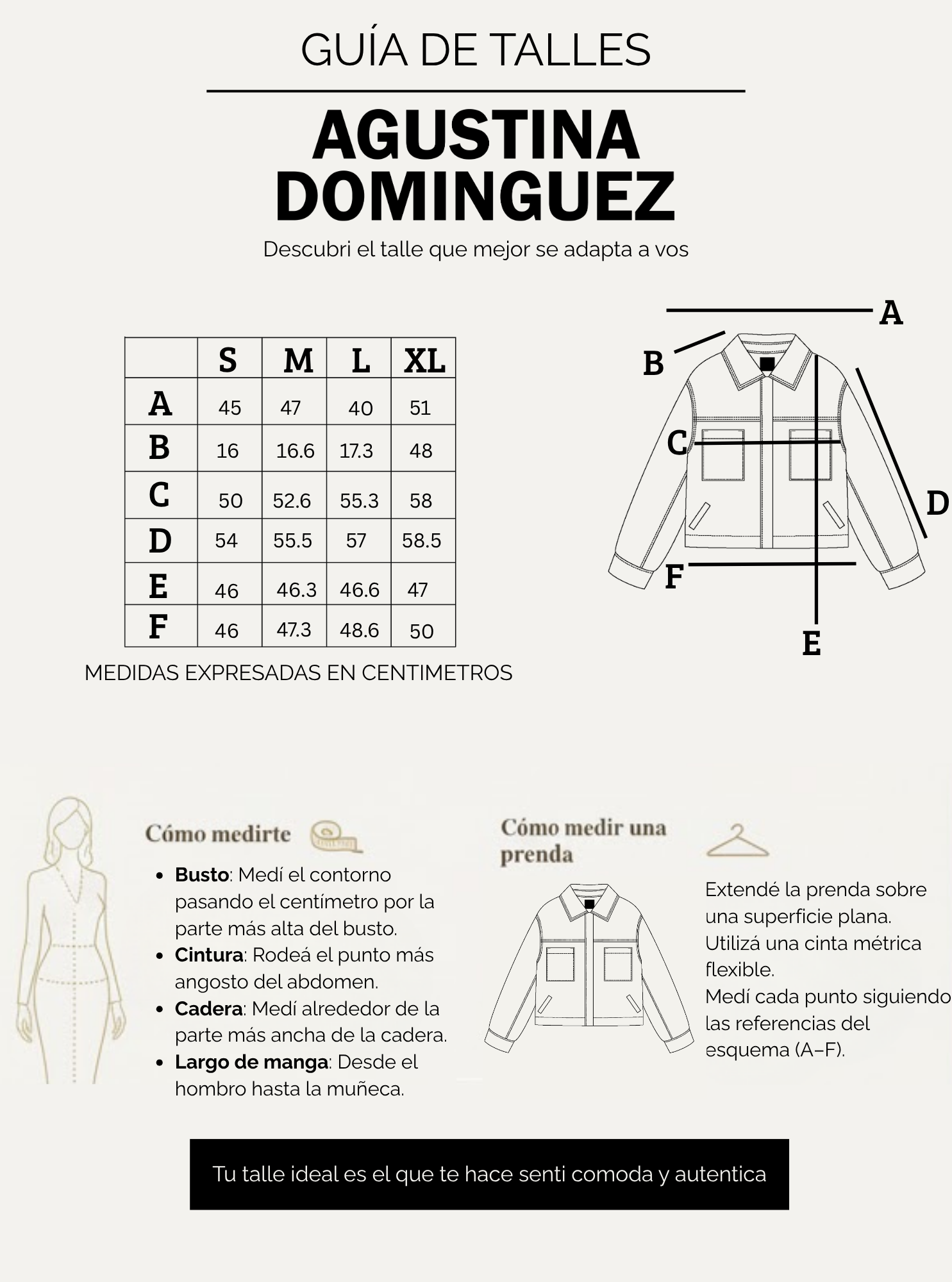 Tabla de talles de Campera Berenguela Azul