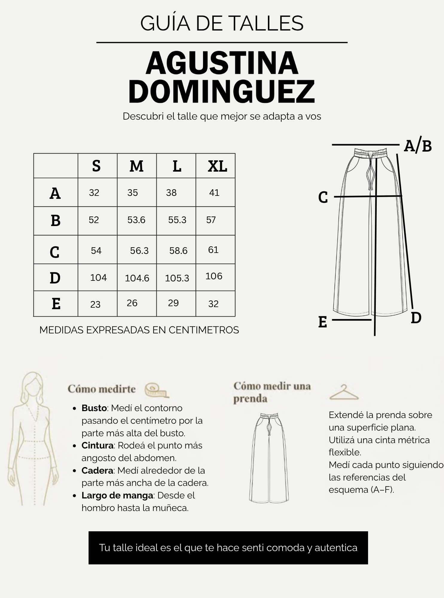 Tabla de talles de Pantalon Macario Negro