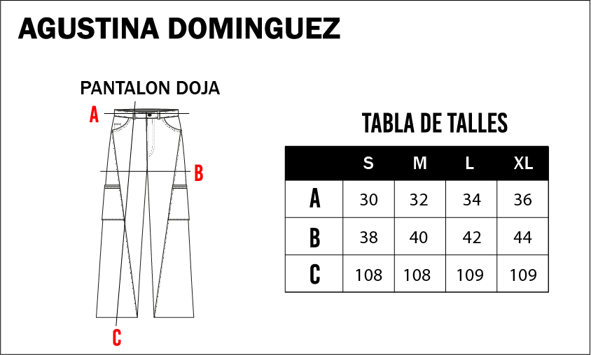 Tabla de talles de Pantalón Doja Fucsia