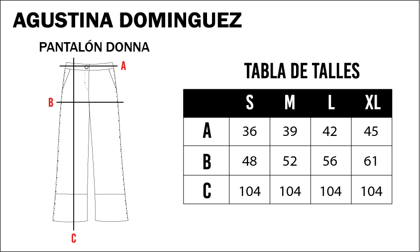 Tabla de talles de Pantalón Donna Azul