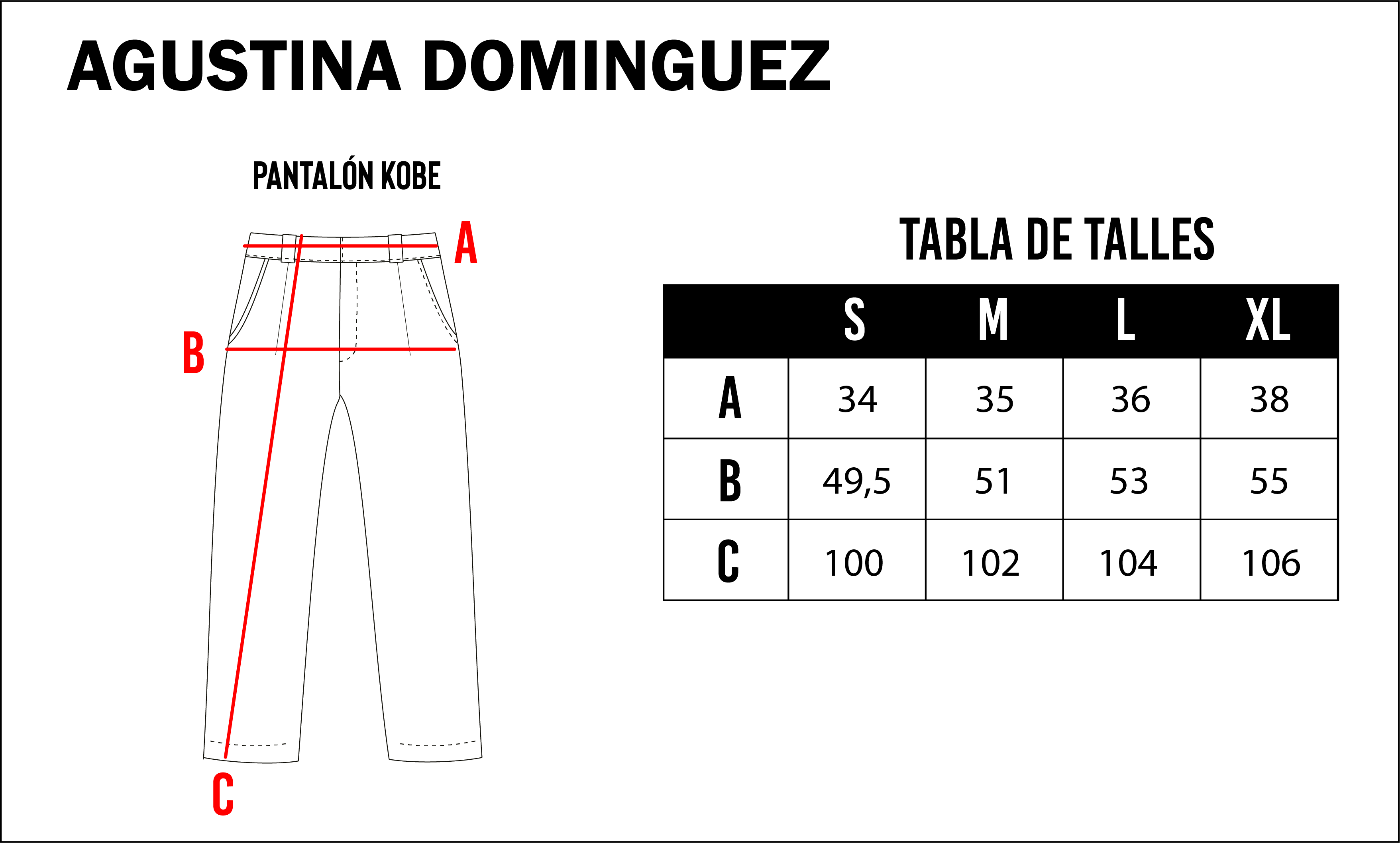 Tabla de talles de Pantalón Kobe Azul