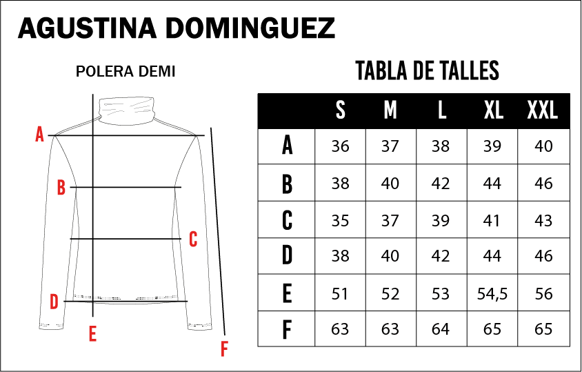 Tabla de talles de Polera Demi Marrón