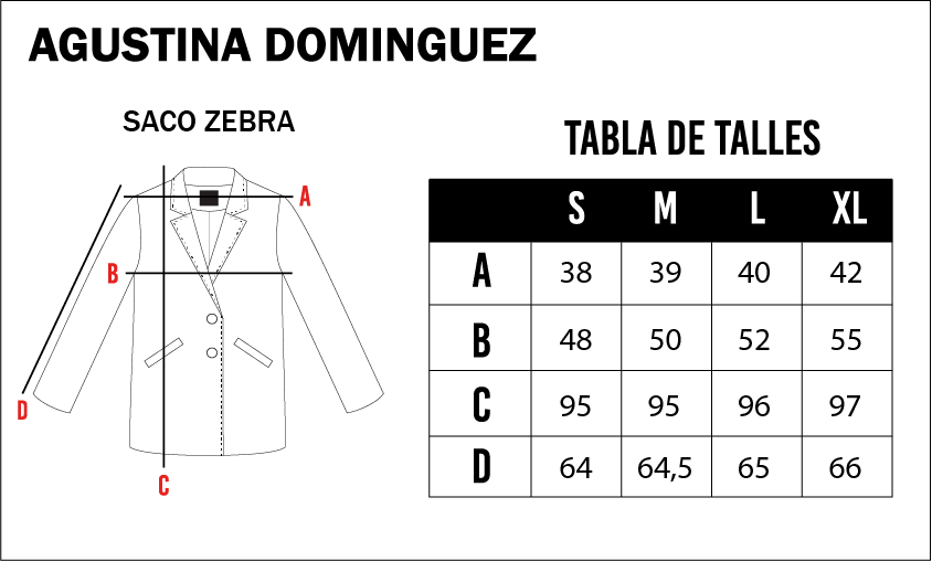 Tabla de talles de Tapado Zebra